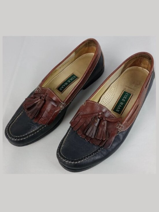 Cole Haan Mens 10.5D Black Brown Aragon Kiltie Tassel Slip On Loafer Shoes main image 10